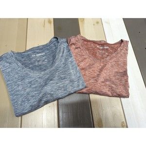 Real Essentials Shirts Mens L Rust Blue Lot/2 Gym Training Performance Athletic